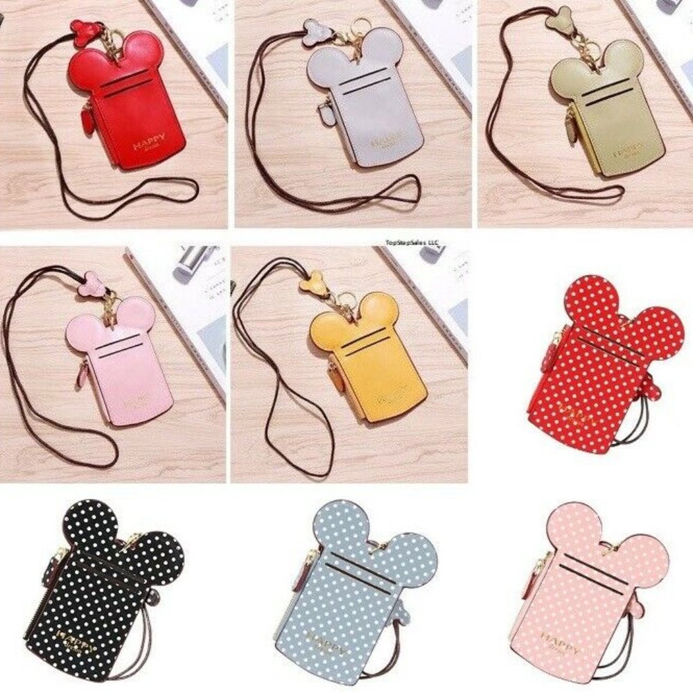 Mickey Mouse Lanyard Credit Card Holder Keychain (choose your color) 1pc